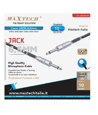 Cavo Collegamento 2 Jack Da 6.5mm Mono 10mt Cavo Microfono Audio Stereo Jjack-04         