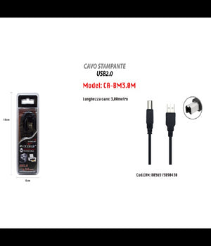 Cavo Da 3mt Usb 2.0 Per Stampante Hp Prolunga Dati Pc Hard Disk Maxtech Ca-bm3.0m         