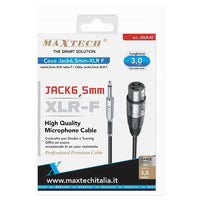 Cavo Da Jack 6.5 Mm Mono A Xlr Femmina Audio Prolunga Per Microfono 3 Mt Jxlr-02         