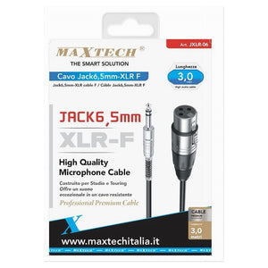 Cavo Da Jack 6.5mm A Xlr Femmina Audio Prolunga Per Microfono Da 3 Metri Jxlr-06         