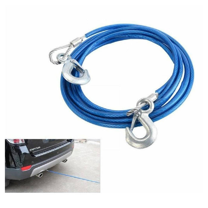Trade Shop - Cavo Da Rimorchio Gancio Corda 4mt Fune Traino Auto 3000kg Acciaio Rivestita -