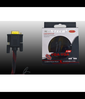 Cavo Da Vga A Vga Maschio A Maschio 1,5mt Cavo Telato Per Pc Maxtech Vga-rt1.5m         
