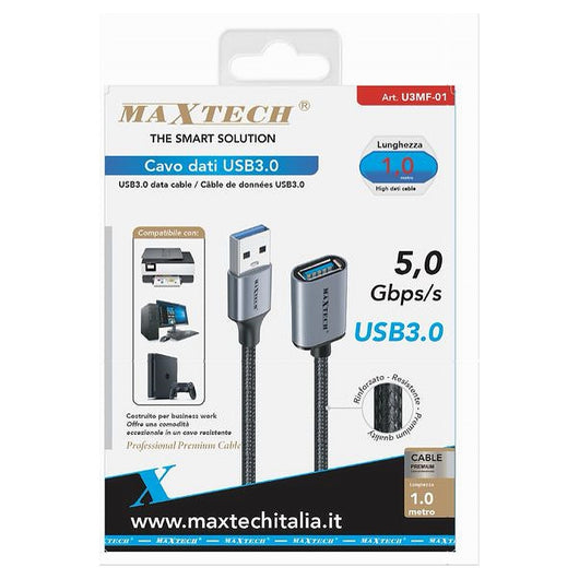 Cavo Dati Prolunga Usb3.0 Maschio A Femmina Da 5gbps/s 1 Mt Stampante Pc U3mf-01         