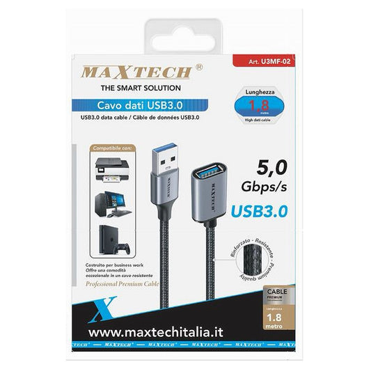 Cavo Dati Prolunga Usb3.0 Maschio/femmina Da 5 Gbps/s 1.8mt Stampante Pc U3mf-02         
