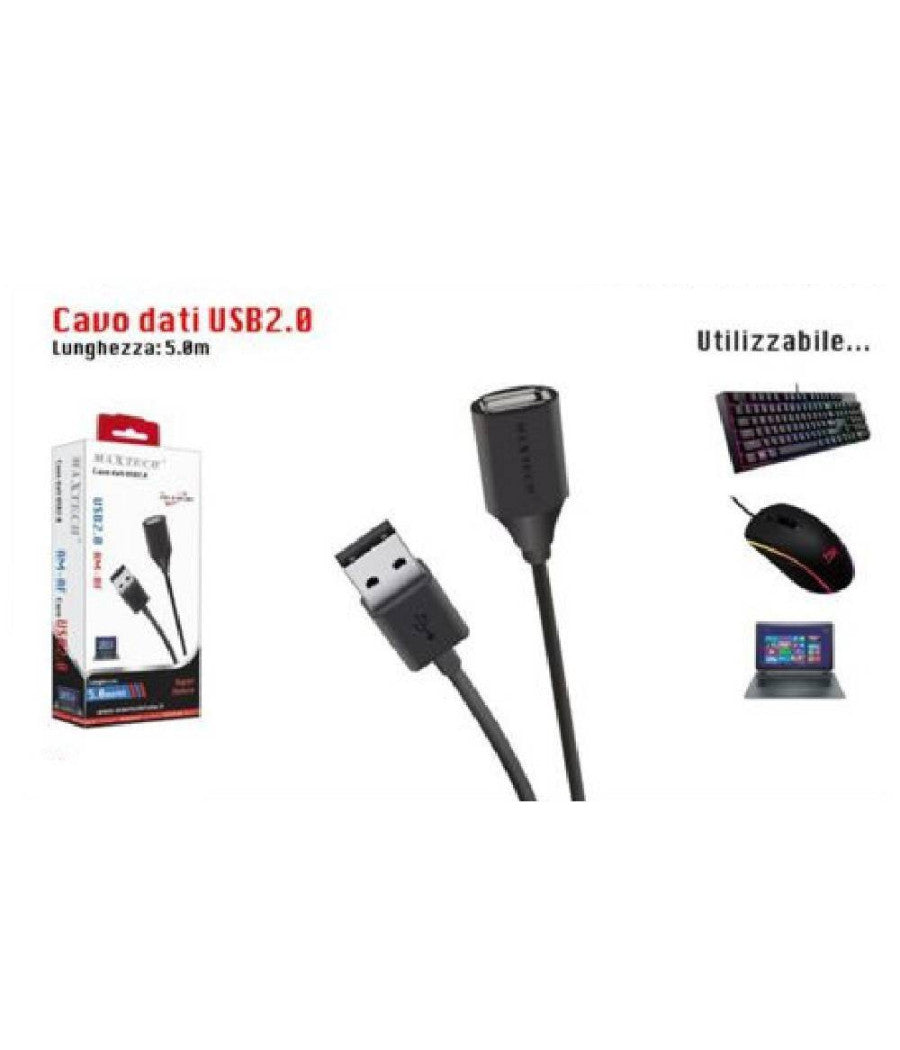 Cavo Dati Usb 2.0 Maschio A Femmina M/f Prolunga Pc Computer 5 Mt Usb2.0-mf5.0m         