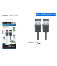 Cavo Dati Usb 2.0 Maschio - Maschio Prolunga 5 Mt 480mbps Computer Usb2.0-m5.0m         