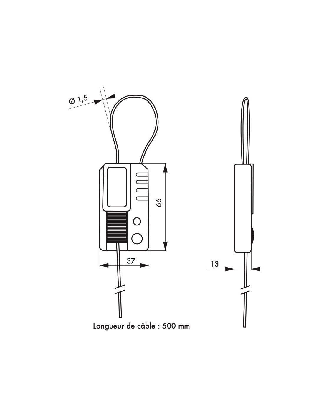Cavo di blocco in acciaio Mini Ø1,5mm X 0,5m, lucchettabile, Lockout Tagout LOTO - THIRARD
