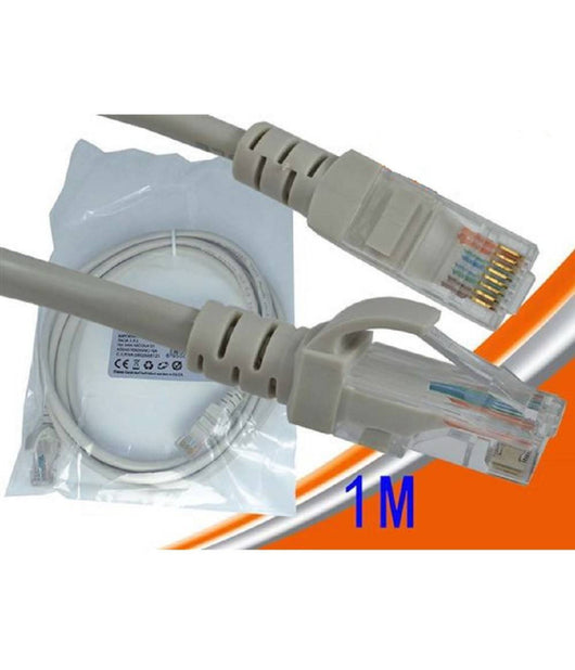 Cavo Di Rete Ethernet Utp Cat.5 Rete Lan Rj45 Prolunga 1 Metro Router Modem It-1m         