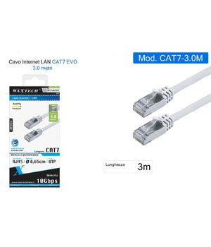 Cavo Di Rete Lan Ethernet Rj45 / Cat 7 Cavetto 3 Metri Maxtech Cat7-lan3.0m         