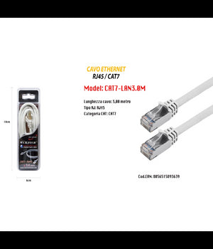Cavo Di Rete Lan Ethernet Rj45 / Cat 7 Cavetto 3 Metri Maxtech Cat7-lan3.0m         