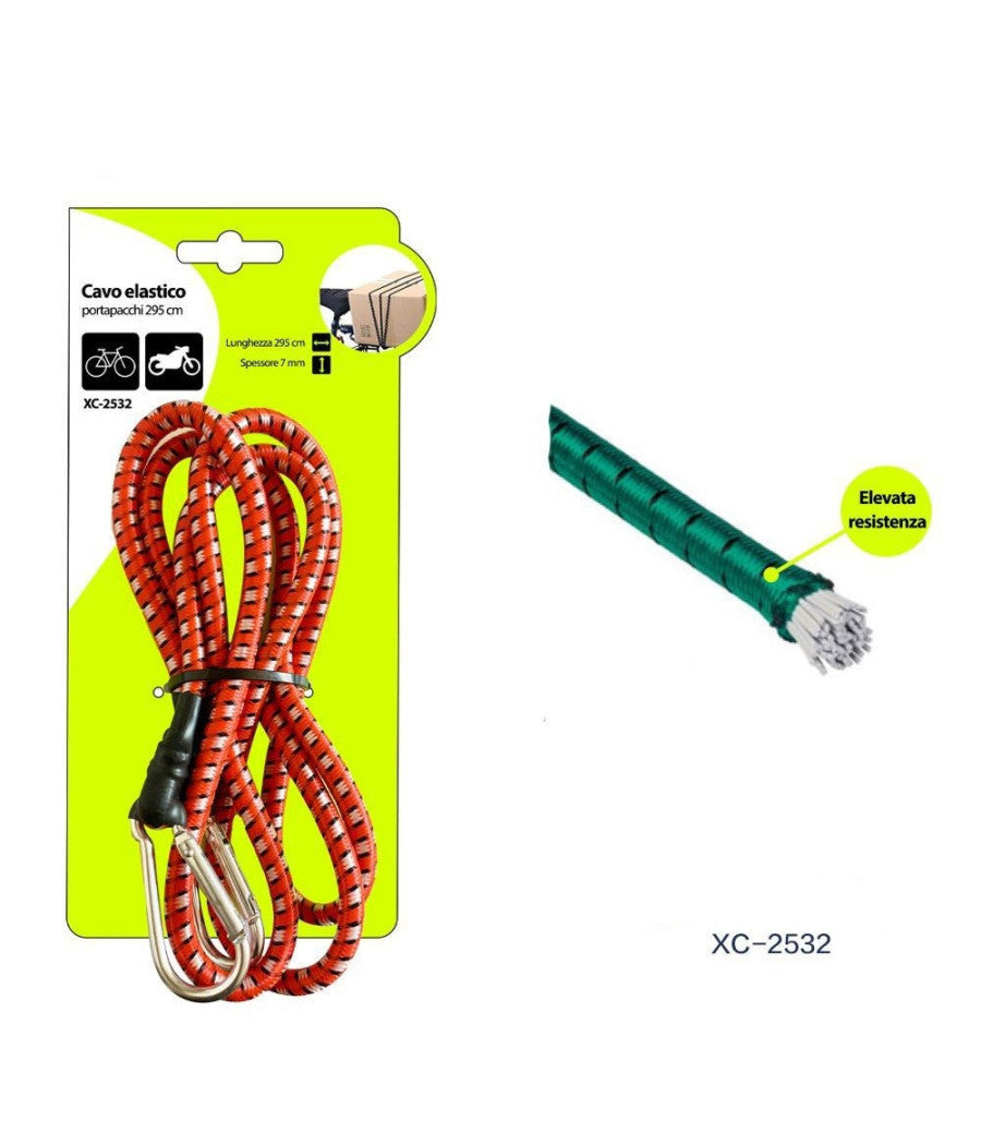 Cavo Elastico Portapacchi 295cm Per Bici Motocicletta Cinghia Imballaggi Xc-2532         