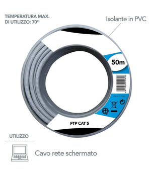 Cavo Ethernet Di Rete 50mt Ftp Cat 5e Prolunga Lan Router Internet Computer         