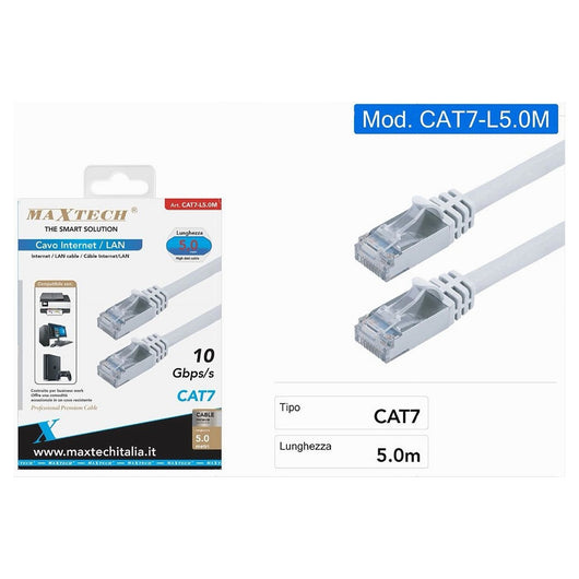Cavo Ethernet Lan 5 Mt Cat7 Rj45 Rete Per Router Pc Portatile Maxtech Cat7-lan5m         