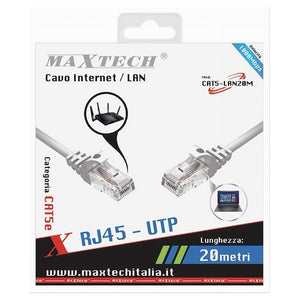 Cavo Ethernet Rete Lan Internet Rj45 Cat5 20 Metri Modem Filo Prolunga Cat5-20m         