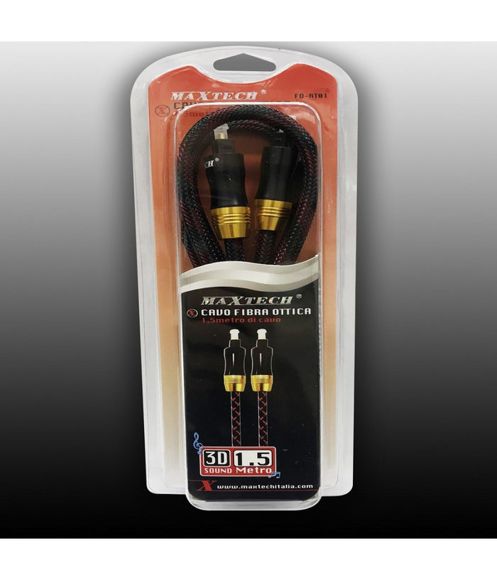 Cavo Fibra Ottica 1.5 Mt Connettore Placcato Oro Audio Digitale Fo-rt01 Maxtech         
