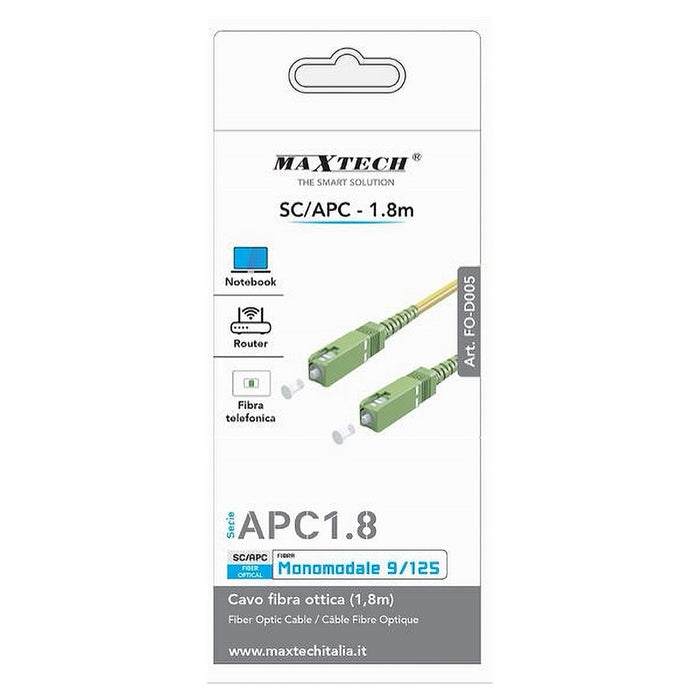 Cavo Fibra Ottica Monomodale 9/125 Sc-apc 1.8 Mt Per Router Notebook Fo-d005-1.8         