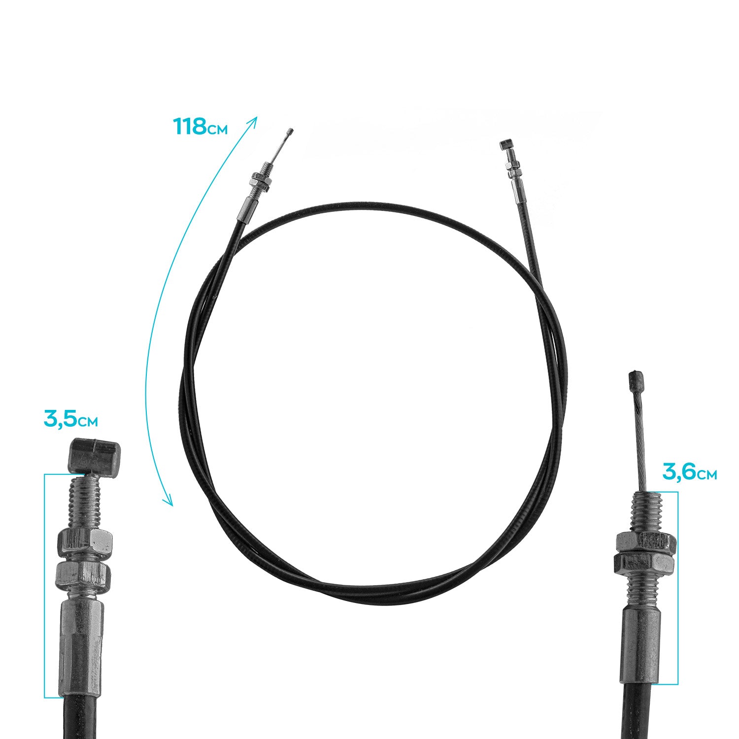 Cavo acceleratore universale filo del gas da 118cm compatibile con motozappe tosaerba scooter e quad