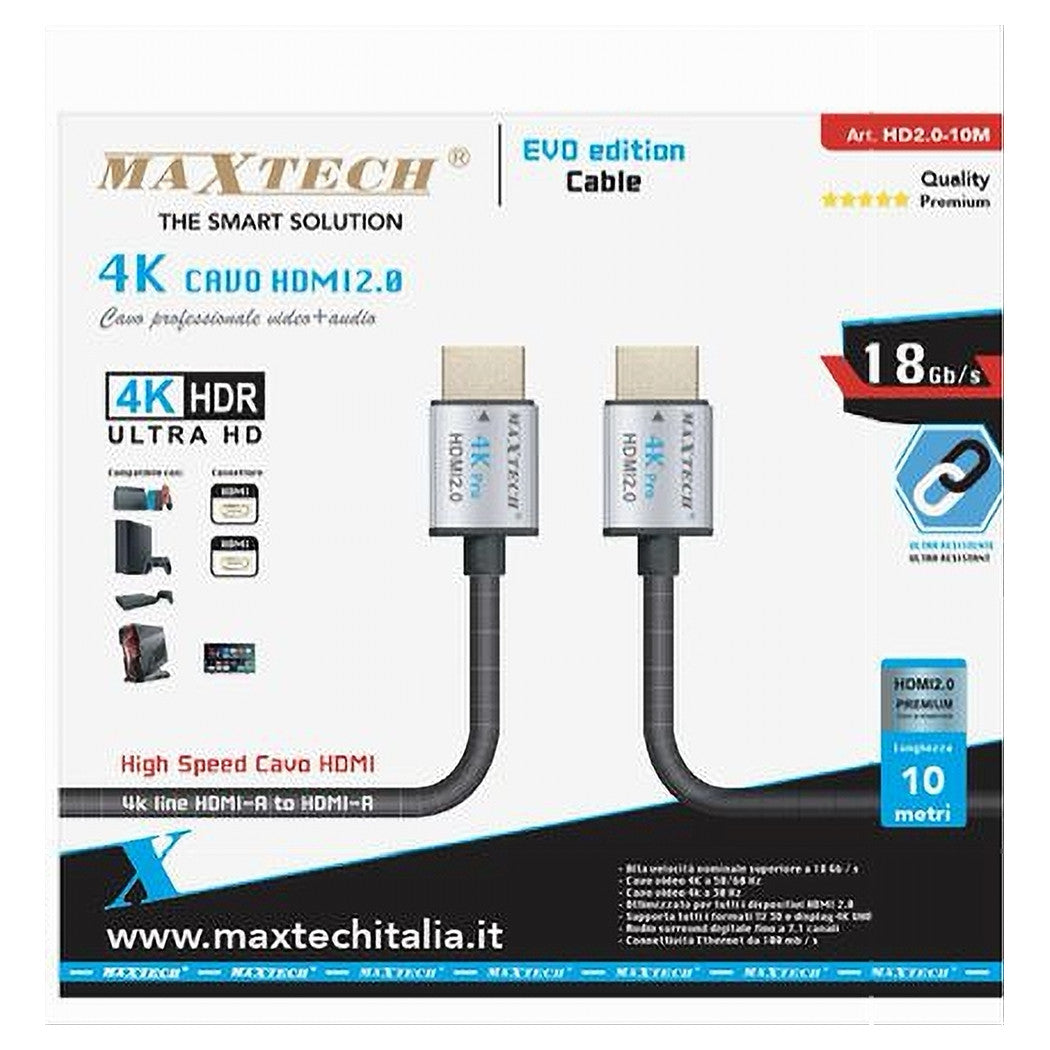 Cavo Hdmi 2.0 4k Da 10 Metri High Speed Tv Monitor Audio Video Cavetto Hd2.0-10m         