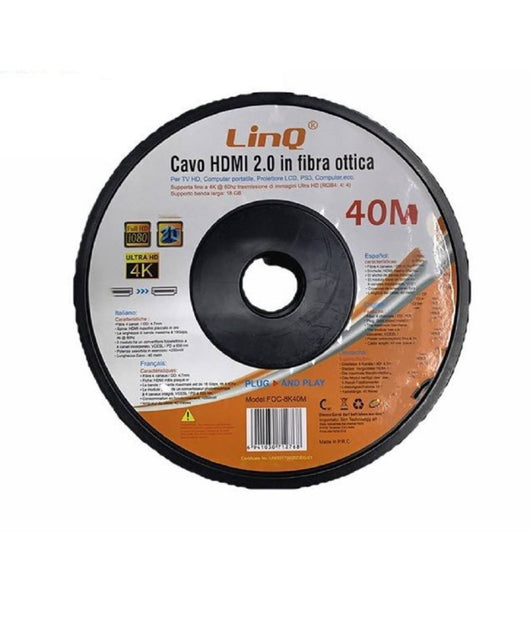 Cavo Hdmi In Fibra Ottica Ultra Hd 4k 40 Mt Per Tv Computer Proiettore Foc-8k40m         