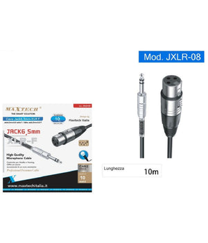 Cavo Jack 6.5mm A Xlr Femmina Audio Prolunga Per Microfono Da 10 Metri Jxlr-08         