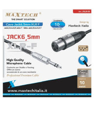 Cavo Jack 6.5mm A Xlr Femmina Audio Prolunga Per Microfono Da 10 Metri Jxlr-08         