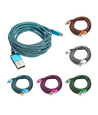 Cavo Microusb Intrecciato Lungo 3 Metri Universale Caricatore Iphone 5 6 7 Ipad         