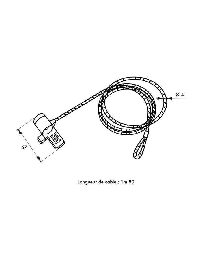 Cavo antitaccheggio di sicurezza in acciaio 1.80m, lucchetto per computer portatile a combinazione - THIRARD