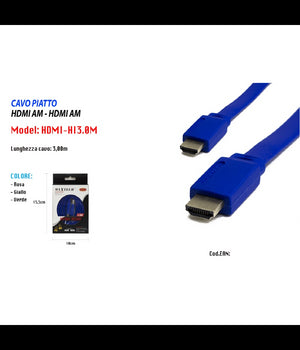 Cavo Piatto Hdmi Am - Hdmi Am Full Hd 3 Metri Per Pc Tv Xbox Maxtech Hdmi-hi3.0m         