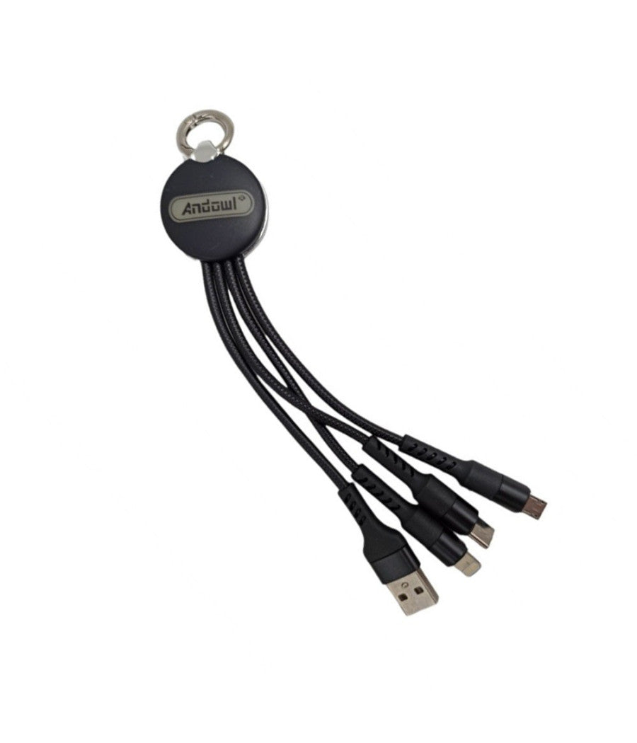 Cavo Portachiavi 3 In 1 Usb Lightning Type-c Micro Usb Caricatore 0,2 Mt Q-c18         