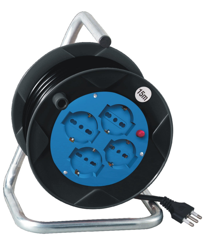 Cavo Prolunga Corrente Elettrica Presa Domestica Casa Giardino Metraggio     -15 Mt Avvolgicavo   -