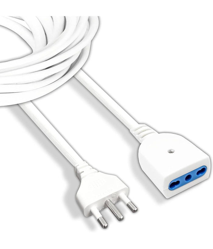 Cavo Prolunga Elettrica Da 3 Metri Con Spina Da 16a Presa Bipasso 10a 16a Bianco         