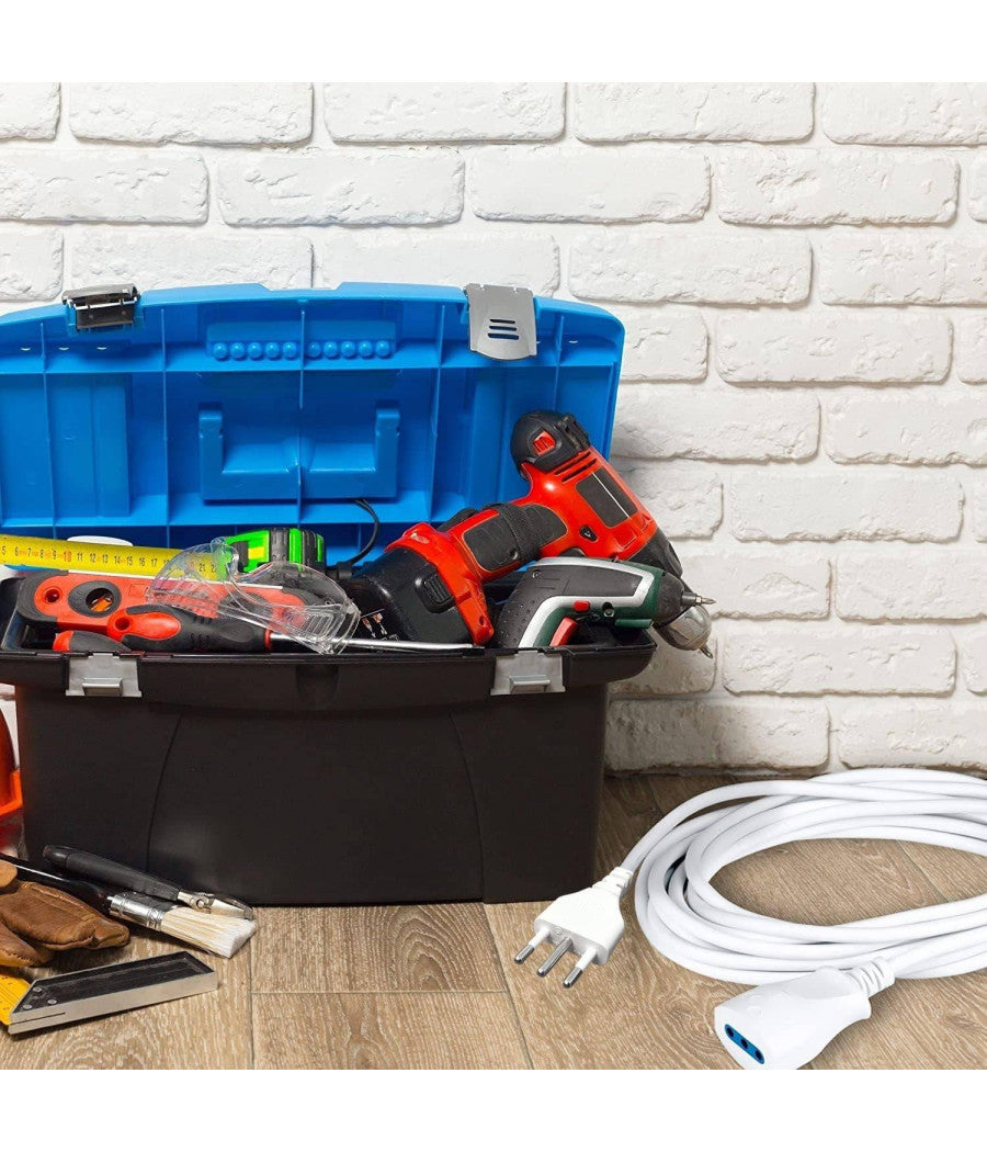 Cavo Prolunga Elettrica Da 5 Metri Con Spina Da 16a Presa Bipasso 10a 16a Bianco         