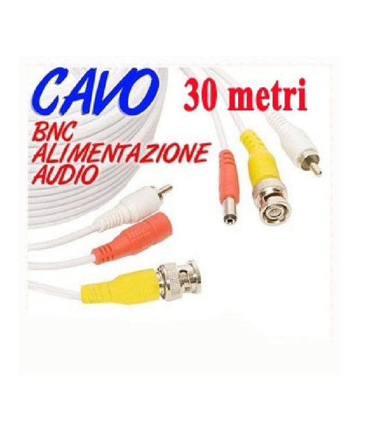 Cavo Prolunga Telecamera Rca Bnc Audio Video Alimentazione 10 20 30 50 Metri     -30 Mt   -