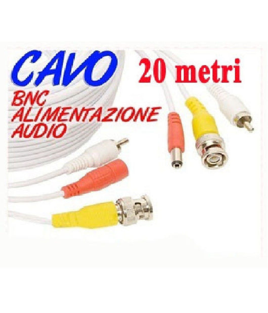 Cavo Prolunga Telecamera Rca Bnc Audio Video Alimentazione 10 20 30 50 Metri         