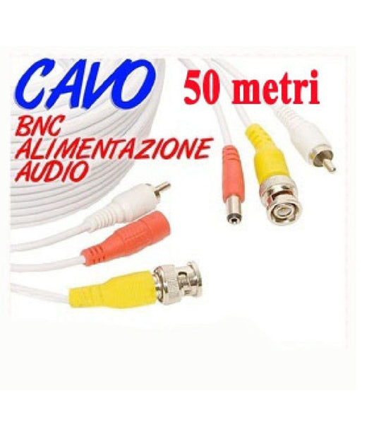 Cavo Prolunga Telecamera Rca Bnc Audio Video Alimentazione 10 20 30 50 Metri     -50 Mt   -