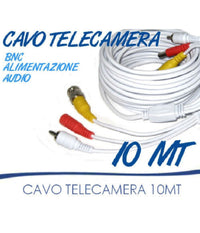 Cavo Prolunga Telecamera Rca Bnc Audio Video Alimentazione 10 20 30 50 Metri     -10 Mt   -