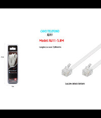 Cavo Prolunga Telefonica Rj11 5mt Collegamento Telefonico Maxtech Modem Rj11-5.0m         