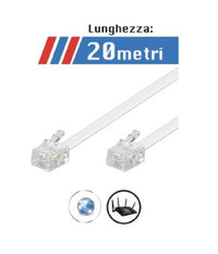 Cavo Prolunga Telefonico Connettore Rj11 20 Metri Modem Adsl Maxtech Rj11-20m         