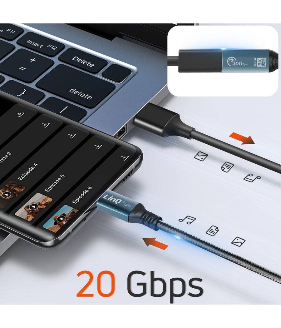 Cavo Prolunga Type-c Maschio-femmina 2mt Ricarica 100w Risoluzione 8k 20gbps T20g2         