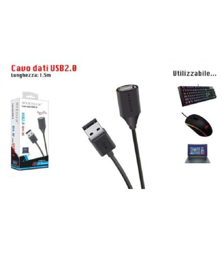 Cavo Prolunga Usb 2.0 Maschio A Femmina Pc Computer 1,5mt Maxtech Usb2.0-mf1.5m         