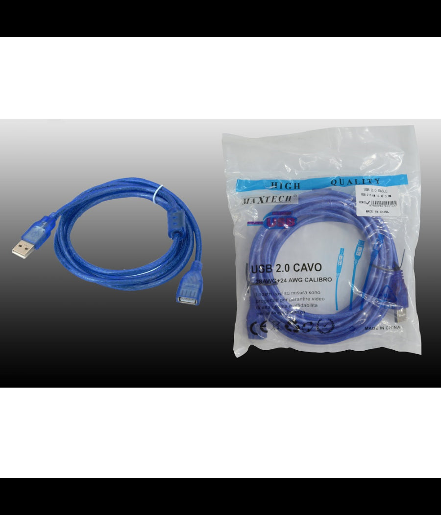 Cavo Prolunga Usb 2.0 M/f Maxtech Usb 2.0 Am To Af 5.0m Per Pc Computer 5 Metri         
