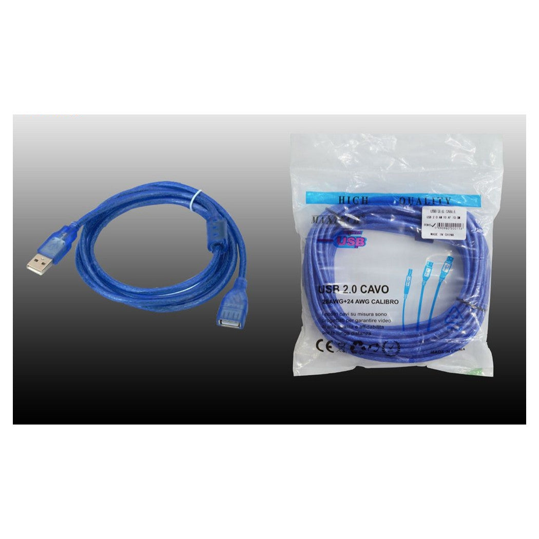 Cavo Prolunga Usb2.0 Maschio A Femmina Per Pc Computer 10mt Usb 2.0 Am To Af 10m         
