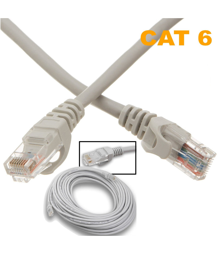 Cavo Rete Lan 30 Mt Prolunga Cat-6 Per Modem Router Computer Ethernet Plug Rj45         