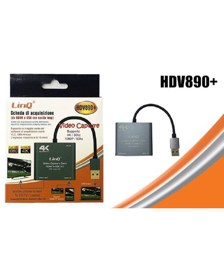 Cavo Scheda Di Acquisizione Video Da Hdmi A Usb Ultra Hd 4k Full Hd 1080p Hdv890+         