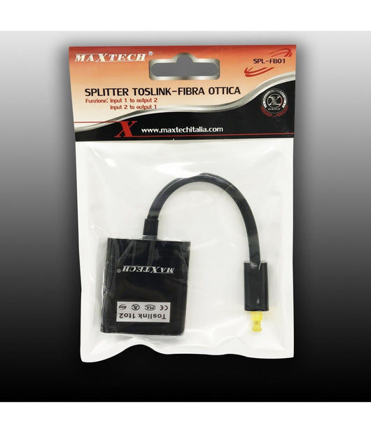 Cavo Splitter Sdoppiatore Audio Fibra Ottica Maschio 2 Ingressi Femmina Maxtech Spl-fb01         