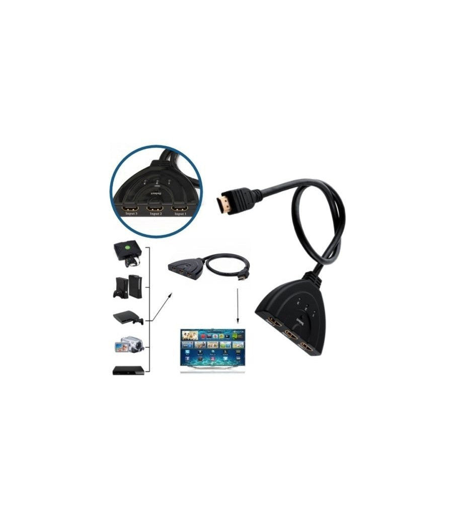 Cavo Switch Hdmi 1080p 3 Porte Full Hd Tv Presa Multipla Sdoppiatore Adattatore         