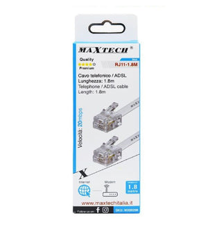 Cavo Telefonico Adsl Rj11 Collegamento Telefonico Modem 20mbps 1.8 Mt Rj11-1.8m         