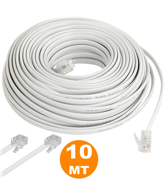 Cavo Telefonico Mt 10 Metri 10 Rj11 Modulare Telefono Modem Plug Adsl         