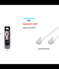 Cavo Telefonico Rj11 3mt Collegamento Telefonico Prolunga Modem Maxtech Rj11-3.0m         