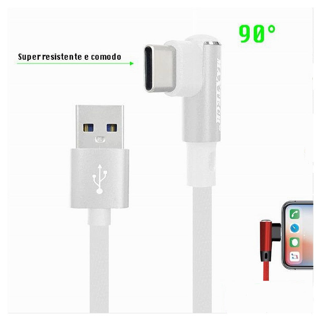 Cavo Type-c 90° Usb 2.1a Ricarica Dati Compatibile Con Huawei 1mt Maxtech F-tc013         